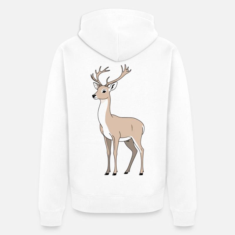 Hirsch mit elegantem Geweih - Unisex Premium Bio Zip Hoodie - Weiß