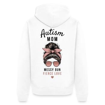 Autismus Mama Hemd Unordentlicher Dutt Heftige Liebe - Unisex Premium Bio Zip Hoodie - Weiß - Hinten - Thijin (182cm)