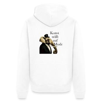 Kunst trifft auf Mode Elefanten Geschenk Shirt - Unisex Premium Bio Zip Hoodie - Weiß - Hinten - Thijin (182cm)