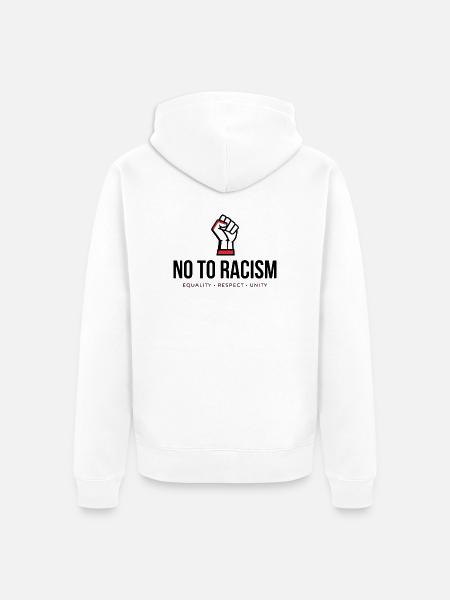 Nein zu Rassismus! *Gehetzte Faust* - Unisex Premium Bio Zip Hoodie - Weiß