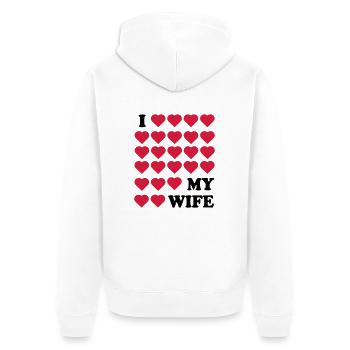 Ehefrau - Unisex Premium Bio Zip Hoodie - Weiß - Hinten - Thijin (182cm)