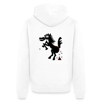 Wildpferd 'n Fliegen (ddp) - Unisex Premium Bio Zip Hoodie - Weiß - Hinten - Thijin (182cm)
