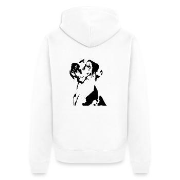 Bulldog 1 - Unisex Premium Organic Zip Hoodie - white - Back - Thijin (182cm)