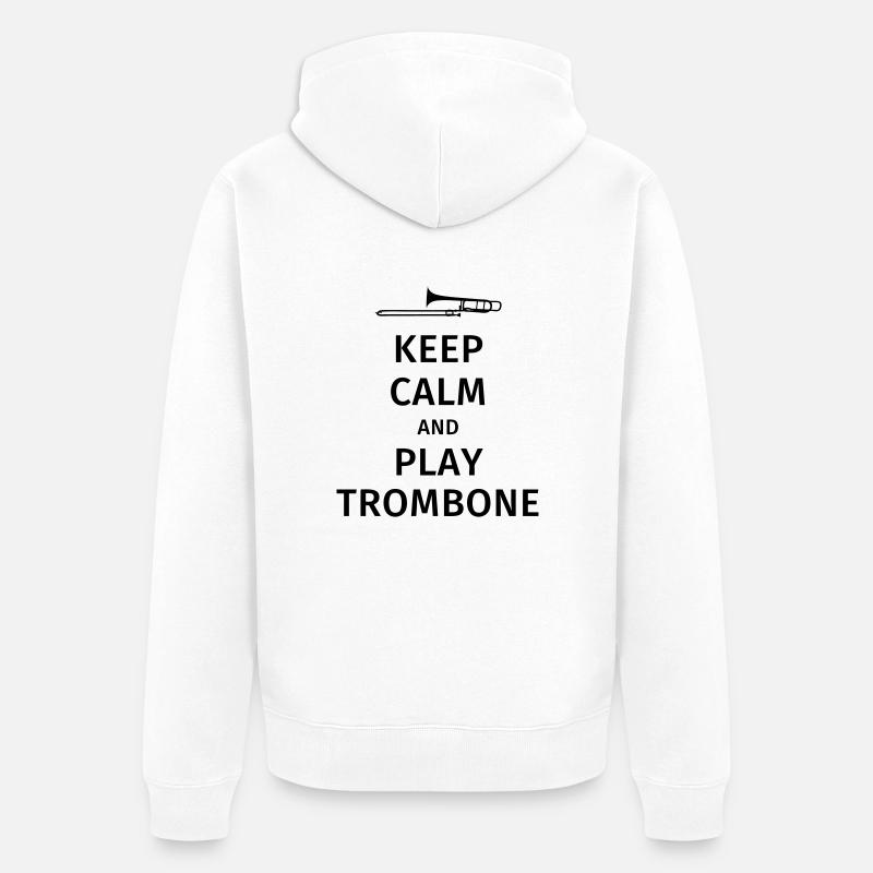 keep calm and play trombone - Unisex Premium Bio Zip Hoodie - Weiß