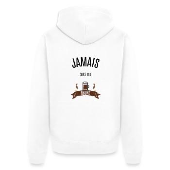 Jamais sans ma brune - Veste à capuche bio Premium Unisexe - blanc - Dos - Thijin (182cm)