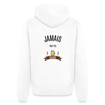 Jamais sans ma blonde - Veste à capuche bio Premium Unisexe - blanc - Dos - Thijin (182cm)