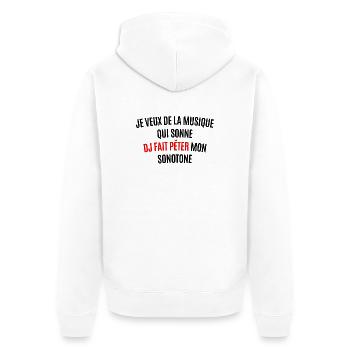 Fait péter mon sonotone - Veste à capuche bio Premium Unisexe - blanc - Dos - Thijin (182cm)