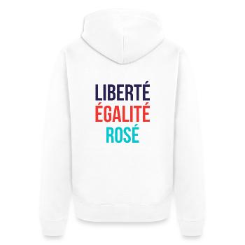 Liberté égalité rosé - Veste à capuche bio Premium Unisexe - blanc - Dos - Thijin (182cm)