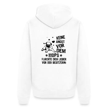 Keine Angst vor dem Mops - Unisex Premium Bio Zip Hoodie - Weiß - Hinten - Thijin (182cm)
