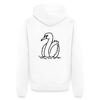 schöner Schwan - line - Unisex Premium Bio Zip Hoodie - Weiß - Hinten - Thijin (182cm)