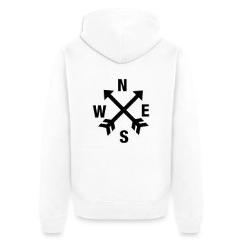 Kompass_Himmelsrichtung - Unisex Premium Bio Zip Hoodie - Weiß - Hinten - Thijin (182cm)