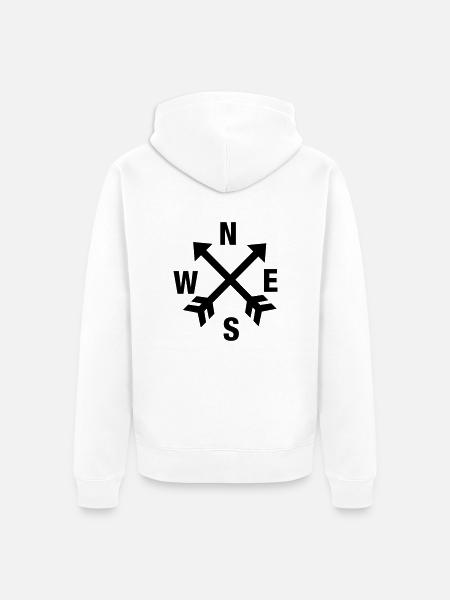 Kompass_Himmelsrichtung - Unisex Premium Bio Zip Hoodie - Weiß