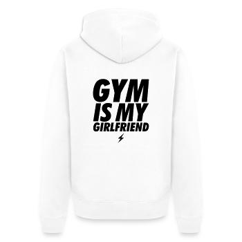 GYM IS MY GIRLFRIEND - Unisex Premium Organic Zip Hoodie - white - Back - Thijin (182cm)