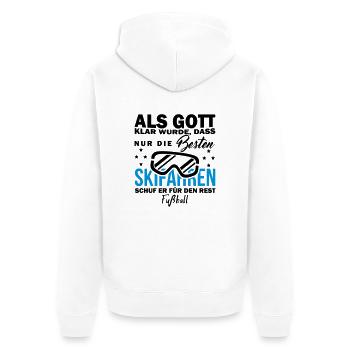 Skifahren vs. Fußball II - Unisex Premium Bio Zip Hoodie - Weiß - Hinten - Thijin (182cm)