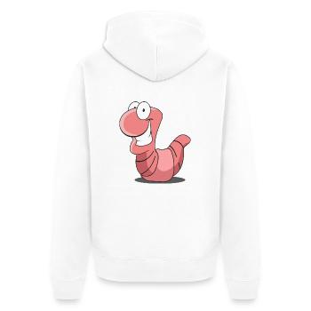 wurmi wurm Regenwurm - Unisex Premium Bio Zip Hoodie - Weiß - Hinten - Thijin (182cm)