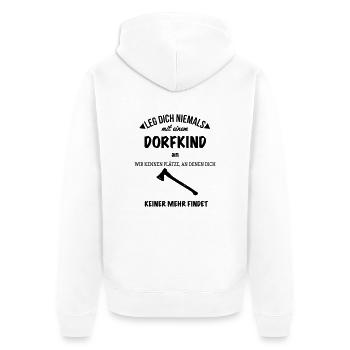 dkind - Unisex Premium Bio Zip Hoodie - Weiß - Hinten - Thijin (182cm)