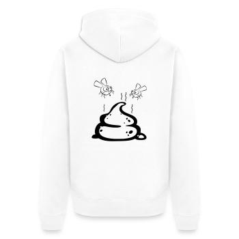 Scheisse mit Fliegenpaar - Unisex Premium Bio Zip Hoodie - Weiß - Hinten - Thijin (182cm)