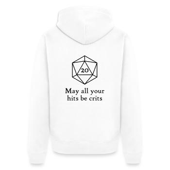 May all your hits be crits - Unisex Premium Bio Zip Hoodie - Weiß - Hinten - Thijin (182cm)