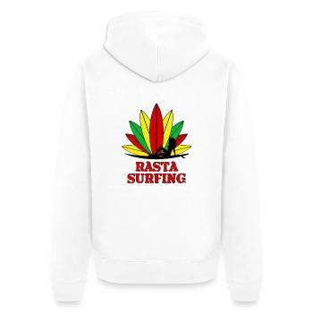 rasta surfing - Unisex Premium Bio Zip Hoodie - Weiß - Hinten - Thijin (182cm)