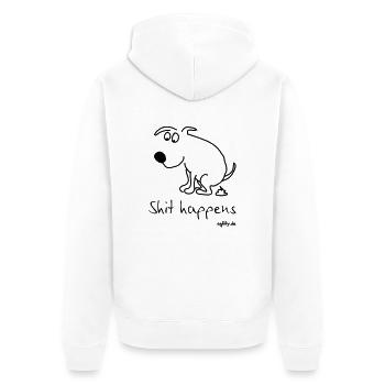 Shit happens - Unisex Premium Bio Zip Hoodie - Weiß - Hinten - Thijin (182cm)