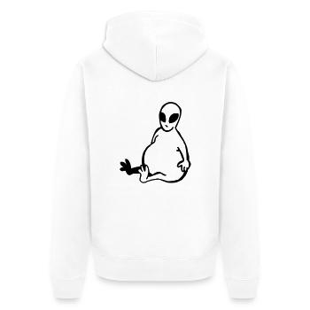 Dicker Alien - Unisex Premium Bio Zip Hoodie - Weiß - Hinten - Thijin (182cm)