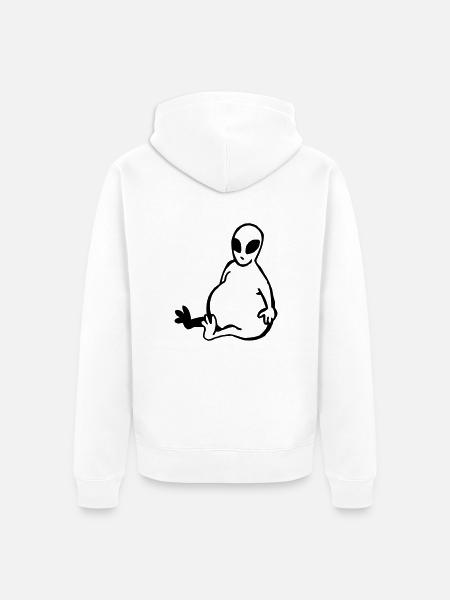 Dicker Alien - Unisex Premium Bio Zip Hoodie - Weiß