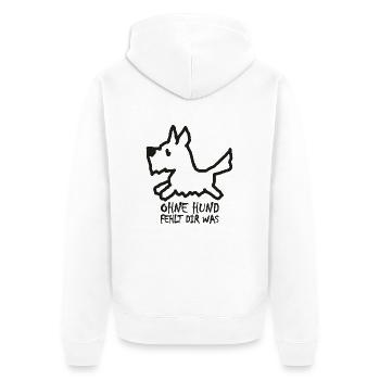 Illustration: Ohne Hund fehlt dir was. - Unisex Premium Organic Zip Hoodie - white - Back - Thijin (182cm)