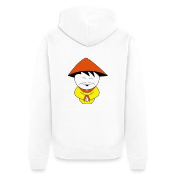 chinese - Unisex Premium Bio Zip Hoodie - Weiß - Hinten - Thijin (182cm)