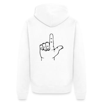 Loser Hand - Unisex Premium Bio Zip Hoodie - Weiß - Hinten - Thijin (182cm)