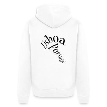 Lisboa - Lissabon - Unisex Premium Bio Zip Hoodie - Weiß - Hinten - Thijin (182cm)