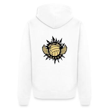 Volleyball-Ball-Logo gehen assos tampon1 - Unisex Premium Bio Zip Hoodie - Weiß - Hinten - Thijin (182cm)