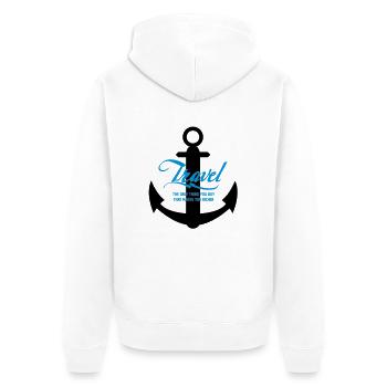 TRAVEL ANCHOR - Unisex Premium Organic Zip Hoodie - white - Back - Thijin (182cm)