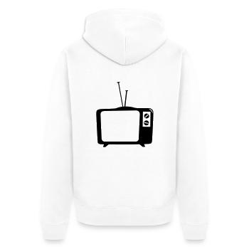Fernseher, TV, Glotze, flat tv, led, bildschirm, - Unisex Premium Bio Zip Hoodie - Weiß - Hinten - Thijin (182cm)