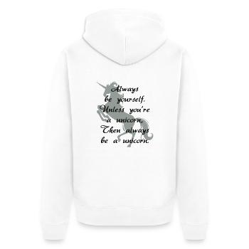 Immer ein Einhorn - Unisex Premium Bio Zip Hoodie - Weiß - Hinten - Thijin (182cm)