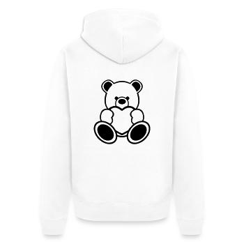 Teddy Bär mit Herz - Unisex Premium Bio Zip Hoodie - Weiß - Hinten - Thijin (182cm)