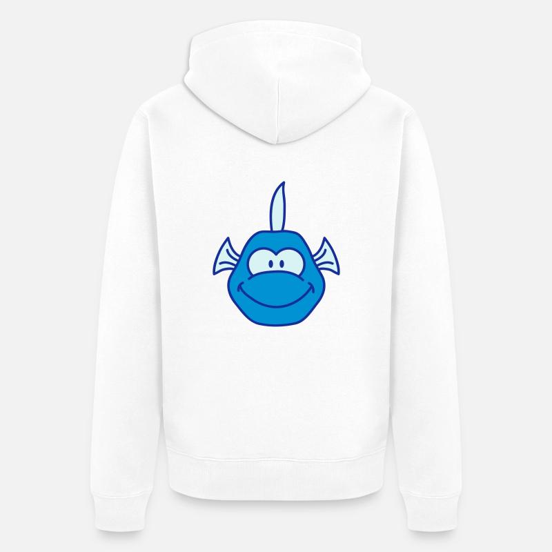 Funny Comic Fish - Unisex Premium Bio Zip Hoodie - Weiß