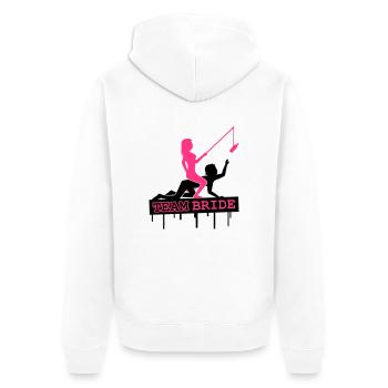 Team Bride - Unisex Premium Bio Zip Hoodie - Weiß - Hinten - Thijin (182cm)