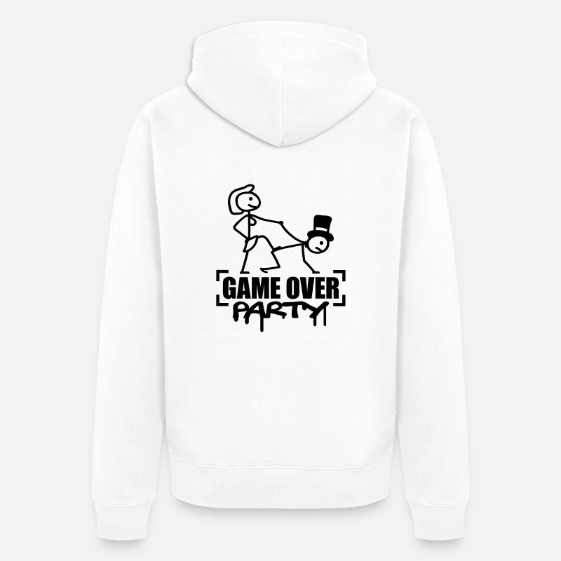 Game Over Party - Unisex Premium Bio Zip Hoodie - Weiß