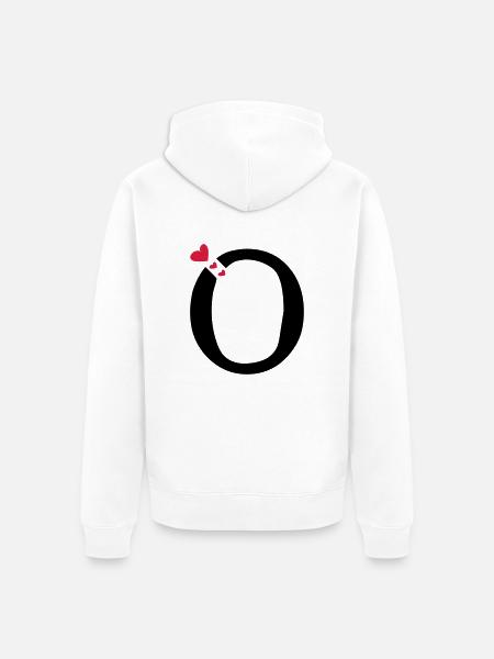 Großbuchstabe O mit Herzen - Unisex Premium Bio Zip Hoodie - Weiß