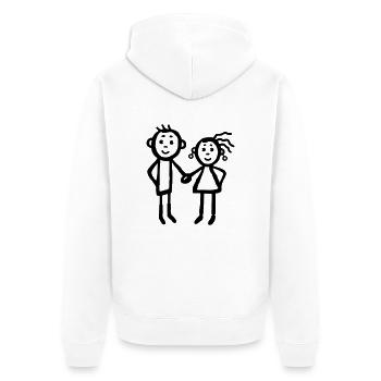 Paar - Geschwister - Unisex Premium Bio Zip Hoodie - Weiß - Hinten - Thijin (182cm)