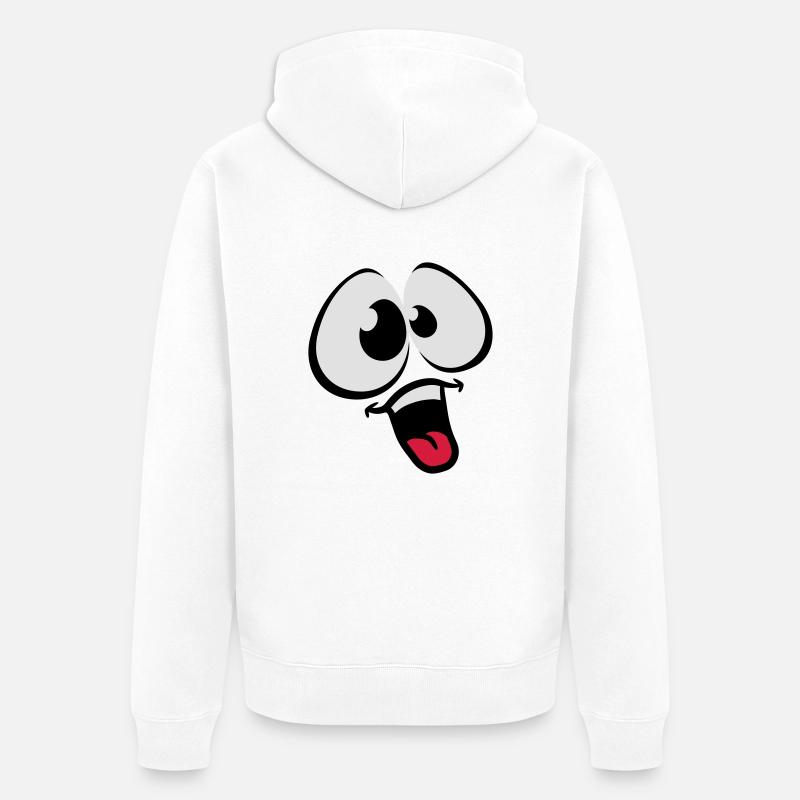 Funny Comic Face - Unisex Premium Bio Zip Hoodie - Weiß