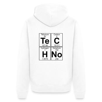 Te-C-H-No (techno) - Unisex Premium Organic Zip Hoodie - white - Back - Thijin (182cm)
