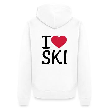 Ski - Unisex Premium Bio Zip Hoodie - Weiß - Hinten - Thijin (182cm)