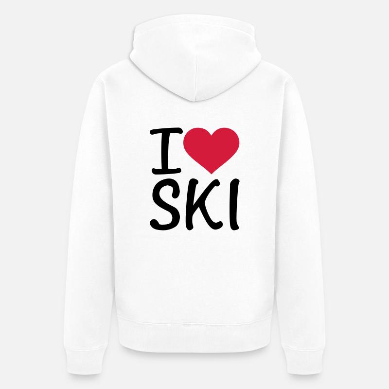 I love Ski - Veste à capuche bio Premium Unisexe - blanc