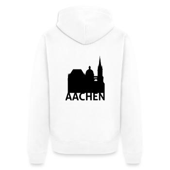 Aachen - Unisex Premium Bio Zip Hoodie - Weiß - Hinten - Thijin (182cm)