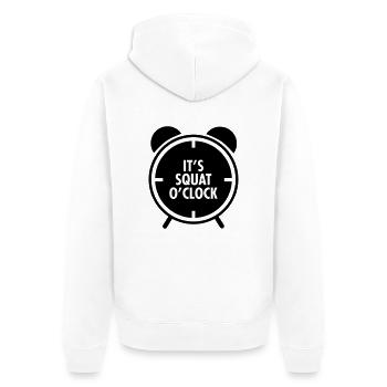 It's Squat O'Clock - Unisex Premium Organic Zip Hoodie - white - Back - Thijin (182cm)