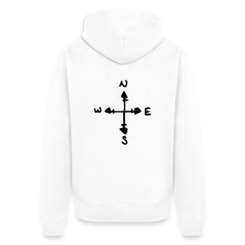 nord, ost, süd, west, pfeil,Norden,osten,Süden, - Unisex Premium Bio Zip Hoodie - Weiß - Hinten - Thijin (182cm)