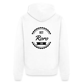 best roro - Unisex Premium Organic Zip Hoodie - white - Back - Thijin (182cm)
