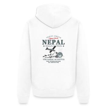 Nepal - Unisex Premium Bio Zip Hoodie - Weiß - Hinten - Thijin (182cm)