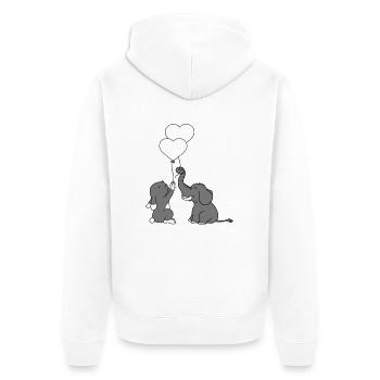2 friends elephant team couple balloon heart love - Unisex Premium Organic Zip Hoodie - white - Back - Thijin (182cm)